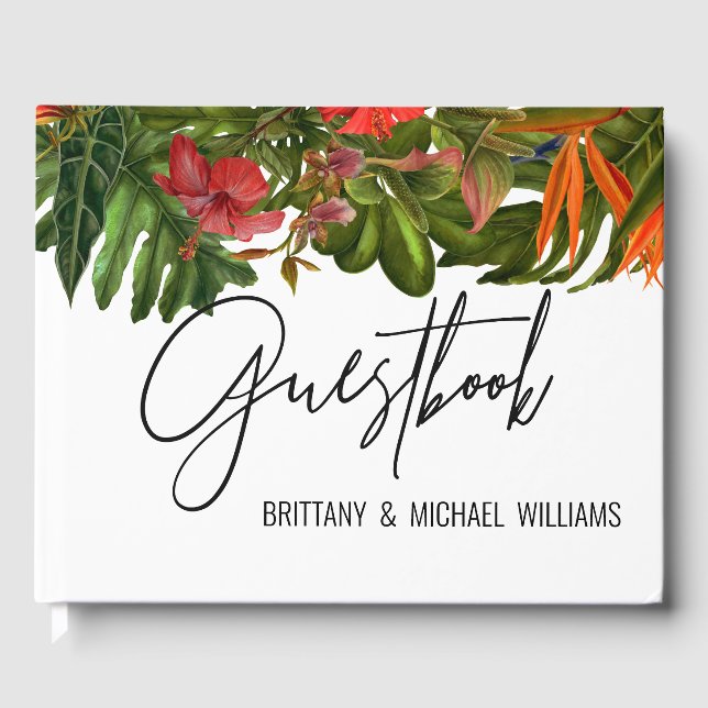 Tropical Breeze Wedding Memory Guestbook Monogram Gästebuch (Vorderseite)