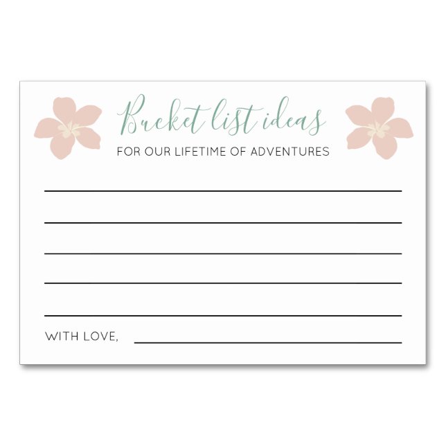 Tropical Bucket List Ideas Guest Book Wedding Tischnummer (Vorderseite)