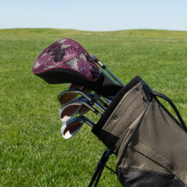 Tropical Burgundy Hibiskus Floral Golf Headcover