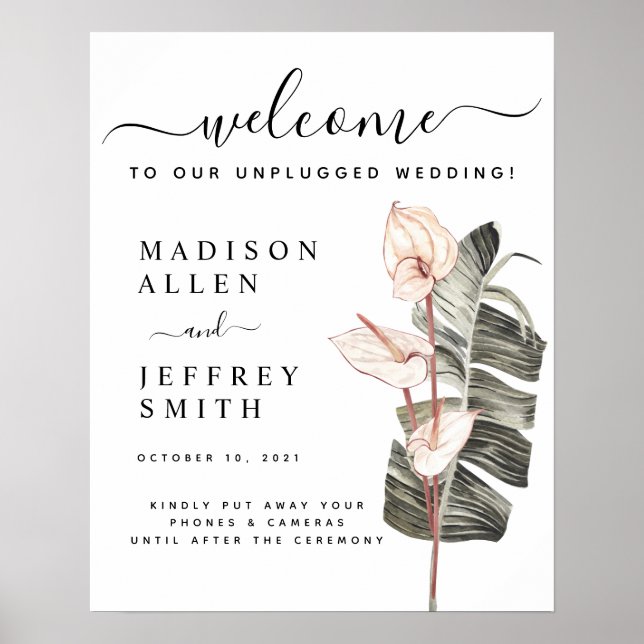 Tropical Calla Lily Wedding Willkommenszeichen Poster (Vorne)