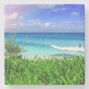 Tropical Cancun Mexico Beach Sea Paradies Steinuntersetzer