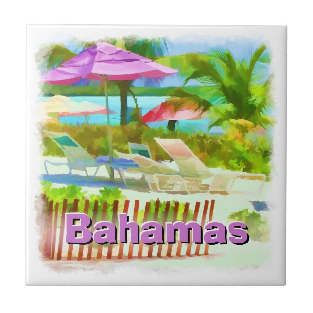 Tropical Caribbean Island Beach Scene - Souvenir Fliese (Vorderseite)