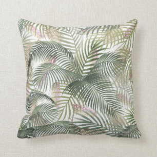 Tropical Caribbean Palm Blätter Wasserfarbe Kissen