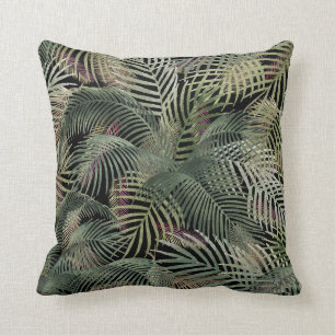 Tropical Caribbean Palm Blätter Wasserfarbe Schwa Kissen