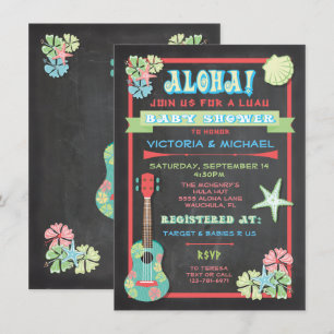 Tropical Chalkboard Luau Baby Douche invitations