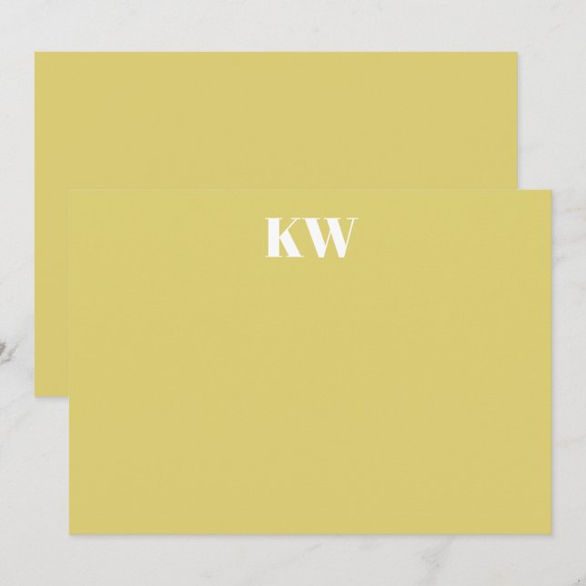 Tropical Chartreuse Monogram Initials Personalized Dankeskarte (Vorne/Hinten)