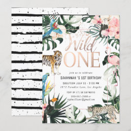 Tropical Chic | Pink Wild One Geburtstagsparty Einladung