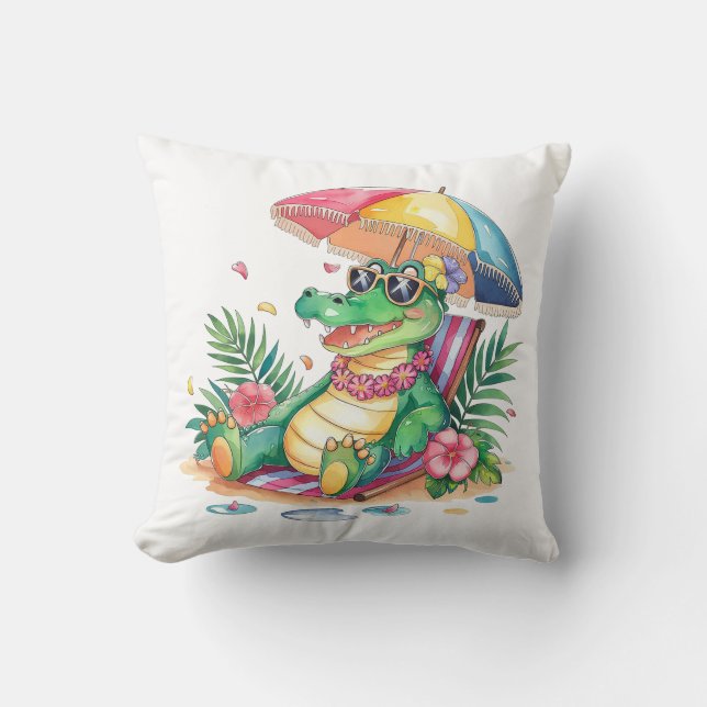 Tropical Chill Relaxing Gator Kissen (Vorderseite)