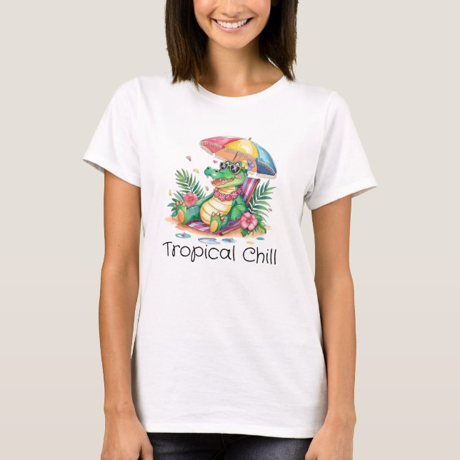 Tropical Chill Relaxing Gator T-Shirt (Vorderseite)