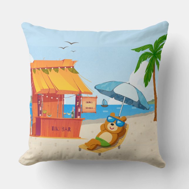 Tropical Chill Zone – Beach Vibes Kissen (Vorderseite)