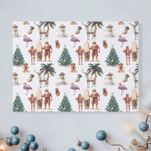 Tropical Christmas Beach Santa Claus Seidenpapier