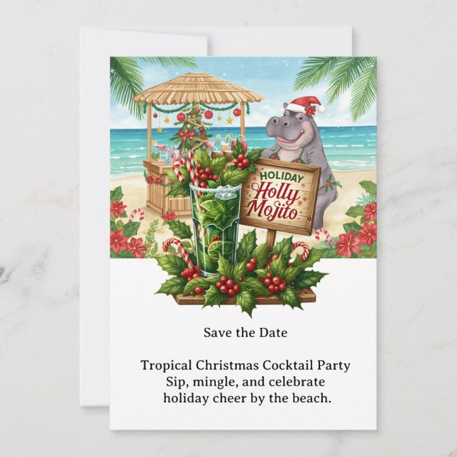 Tropical Christmas Cocktail Party Invitation  Einladung (Vorderseite)
