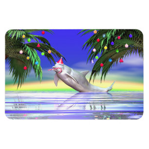 Tropical Christmas Dolphin Magnet