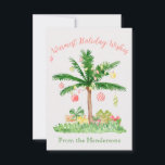 Tropical Christmas Lights Coral & Green Watercolor Mitteilungskarte<br><div class="desc">Tropical Christmas Lights Coral & Green Watercolor gift tag that has a cute,  whimsical holiday scene. It will make memorable statement on your holiday gifts. Personalize with name or verbiage of your choice. You’ll find other matching and coordinating items in the 'Warmest Holiday Wishes' collection.</div>