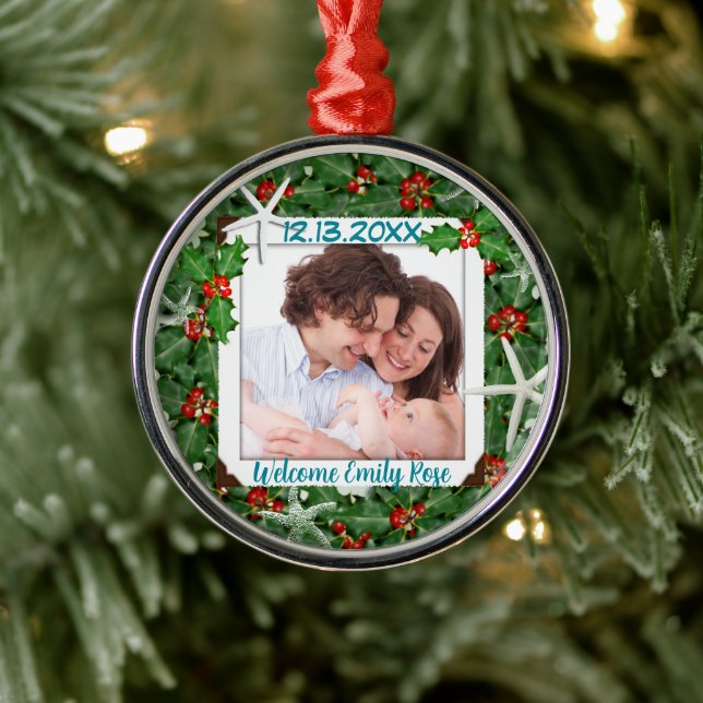 Tropical Christmas New Baby Foto Ornament (Baum)