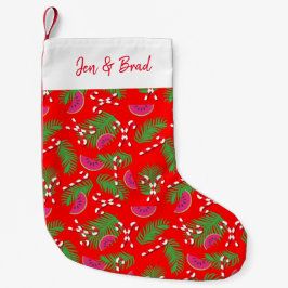 Tropical Christmas Palm Blätter Red Kleiner Weihnachtsstrumpf