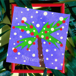 Tropical Christmas Palm Tree Merry Christmas Card