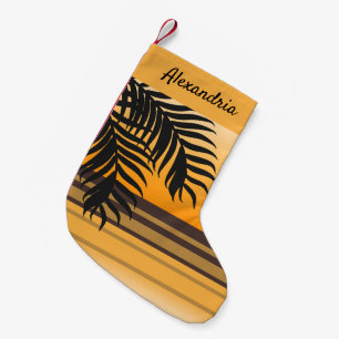 Tropical Christmas Palm Tree Sunset Beach House Kleiner Weihnachtsstrumpf