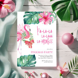 Tropical Christmas Party Watercolor Flamingo Feiertagskarte