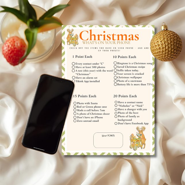 Tropical Christmas What's On your phone game card Einladung (Tropical Christmas What's On your phone game card)