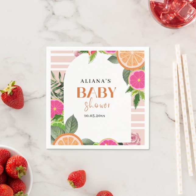 Tropical Citrus Baby Dusche Wasserfarbe Napkin Serviette (Beispiel)