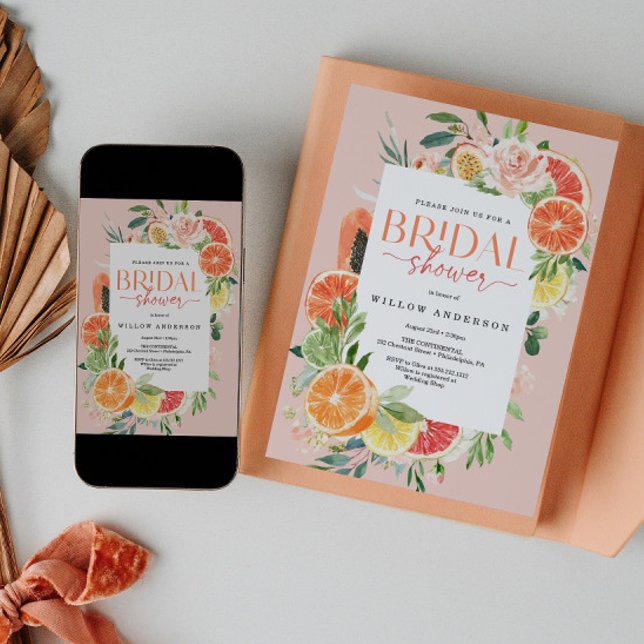 Tropical Citrus Bridal Douche Invitation Citron (Créateur téléchargé)
