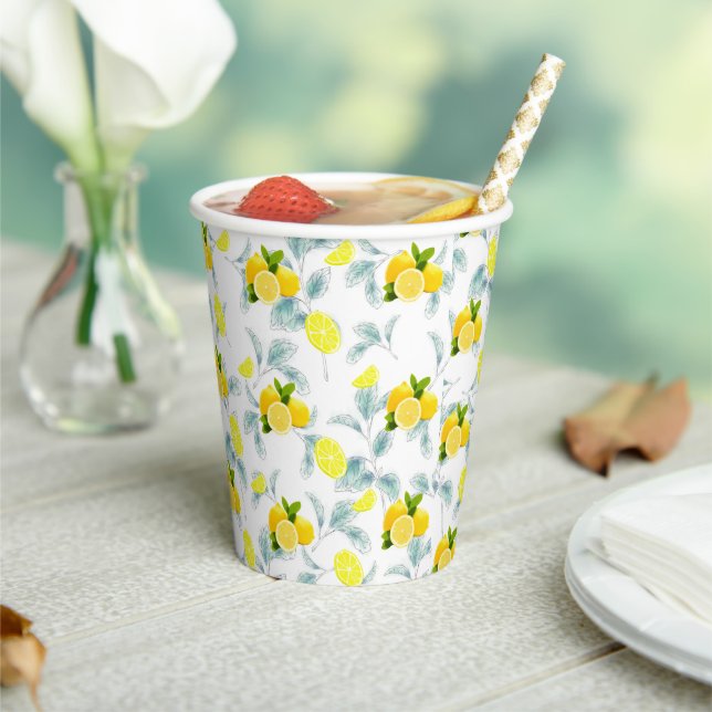 Tropical Citrus Sommer frische Orangenlemon Slice Pappbecher (In Situ)