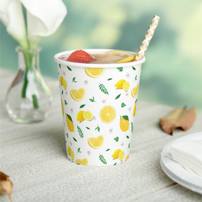 Tropical Citrus Sommer frische Orangenlemon Slice Pappbecher (In Situ)
