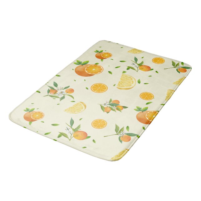 Tropical Citrus SUMMER Orange Lemon Slice Badematte (Schrägansicht)