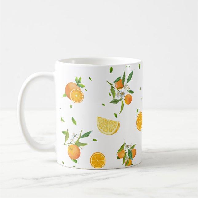 Tropical Citrus SUMMER Orange Lemon Slice Kaffeetasse (Links)