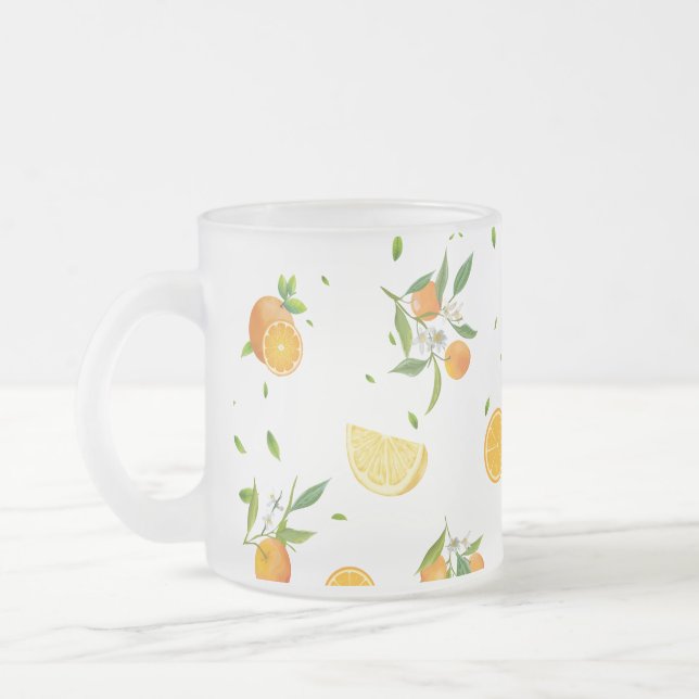 Tropical Citrus SUMMER Orange Lemon Slice Mattglastasse (Links)