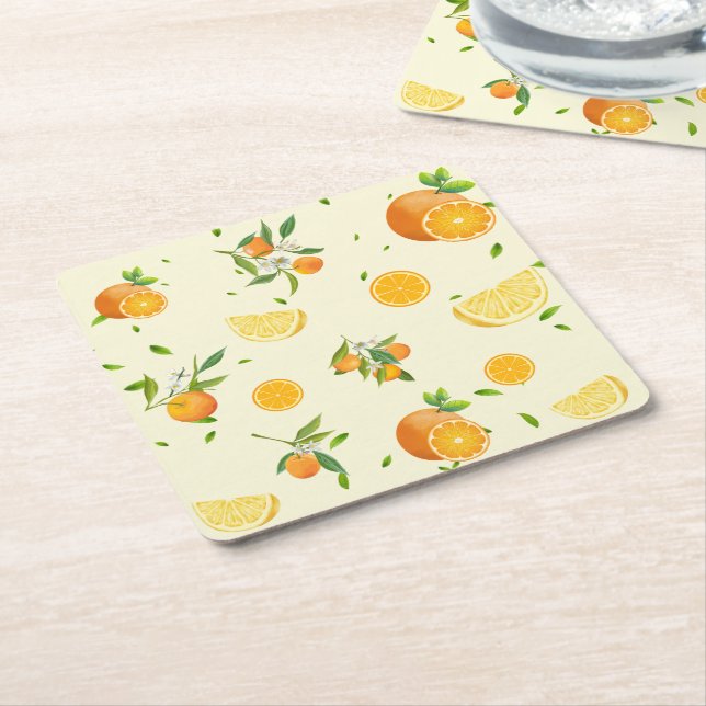 Tropical Citrus SUMMER Orange Lemon Slice Rechteckiger Pappuntersetzer (angewinkelt)