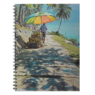 Tropical Coast Fruit Vendor Umbrella Art Notebook Notizblock