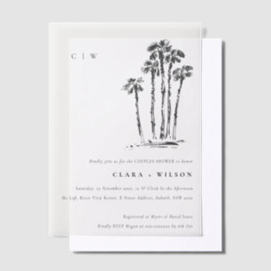 Tropical Coastal Palm Tree Sketch Paare Dusche