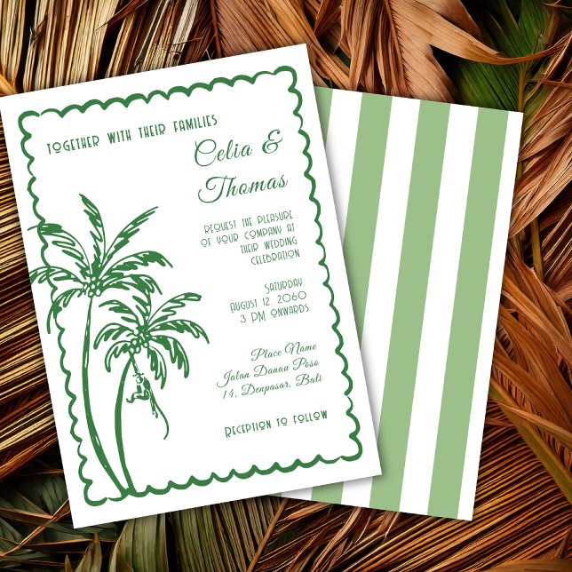 Tropical Coastal Retro Beach Destination Wedding  Einladung (Von Creator hochgeladen)