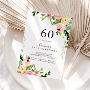 Tropical Colorful Fall Floral 60. Geburtstagsparty Einladung