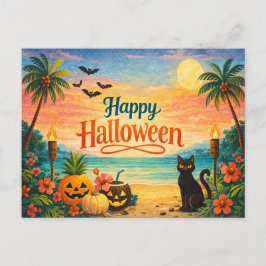 Tropical Colorful Whimsical Halloween Feiertagspostkarte