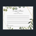 Tropical Consejos y Deseos Wedding Advice Card Postkarte<br><div class="desc">Diese tropische Hochzeitsratenkarte ist perfekt für eine moderne spanische Hochzeit. Das Design besticht durch handbemalte grüne Blätter, die einen goldenen geometrischen Rahmen schmücken. Diese Karten sind ideal für Hochzeiten, Brautparty, Babydusche, Graduiertenfest u.v.m. Personalisieren Sie die Karten mit den Namen der Braut und Bräutigam, den Eltern, die Sie werden oder Absolvent....</div>