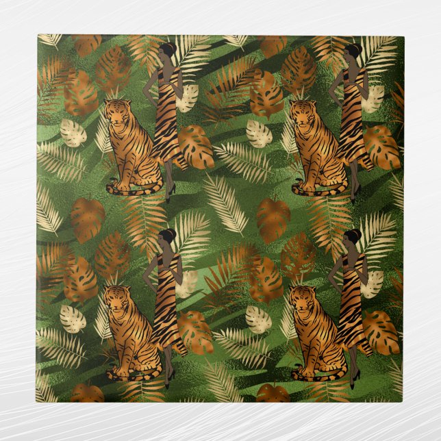 Tropical Copper Green Gold Tiger Lady Fliese (Von Creator hochgeladen)