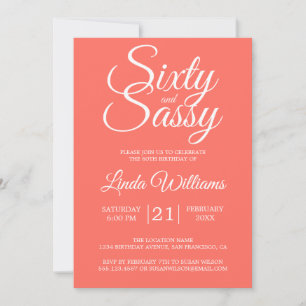 Tropical Coral 60 und Sassy 60. Geburtstagsparty Einladung