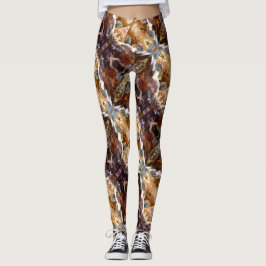 Tropical Coral Ocean Pattern Brown Leggings