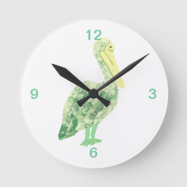 Tropical Crane-Ecru Runde Wanduhr
