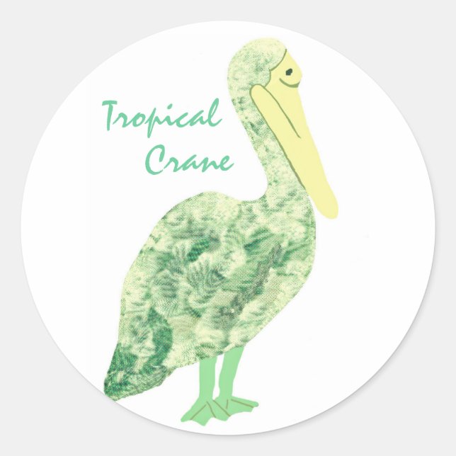 Tropical Crane-Ecru Runder Aufkleber (Vorderseite)