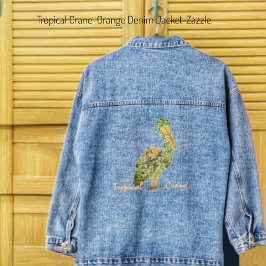 Tropical Crane-Orange Denim Jacket Jeansjacke
