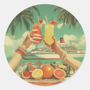 Tropical Cruise Cocktail Bliss Runder Aufkleber