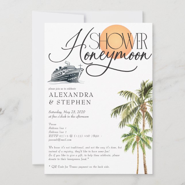 Tropical Cruise Honeymoon Fund Paare Dusche Einladung (Vorderseite)