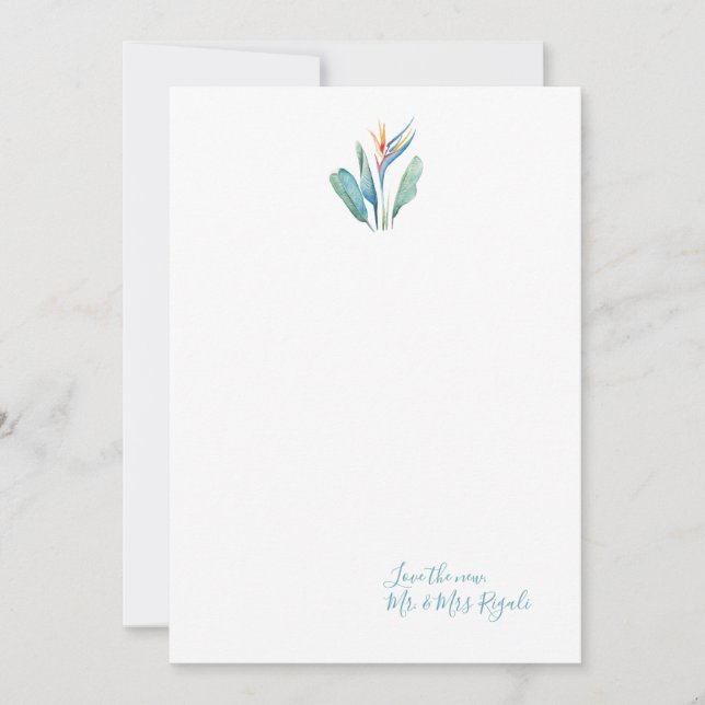 Tropical Custom Wedding Danke Cards Mitteilungskarte (Vorderseite)