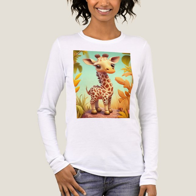 Tropical Cute Baby Giraffe Cartoon-37560 Tri-Blend Shirt (Vorderseite)