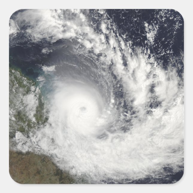 Tropical Cyclone Hamish über Australien Quadratischer Aufkleber (Vorderseite)
