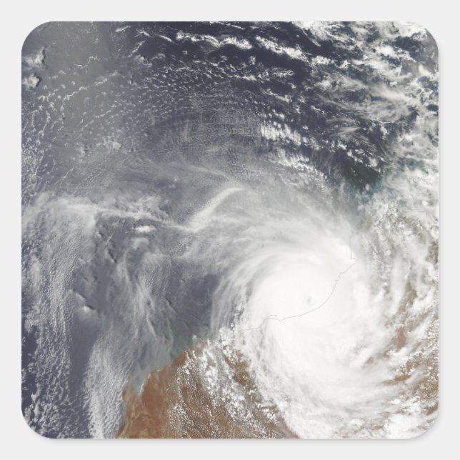 Tropical Cyclone Laurence über Western Australi Quadratischer Aufkleber (Vorderseite)
